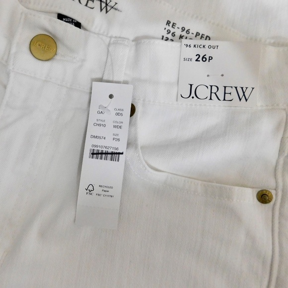 NWT!! J. CREW Petite High-Rise Kickout Jeans Solid White Size 26P 26 Petite - Picture 13 of 16